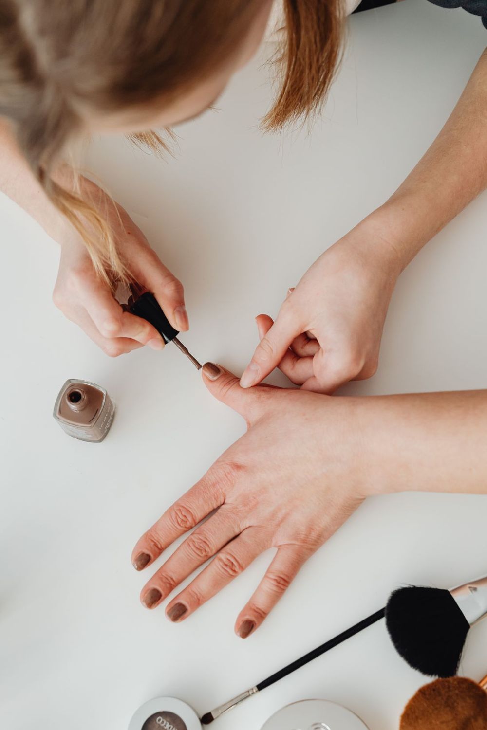 Manicure session from above