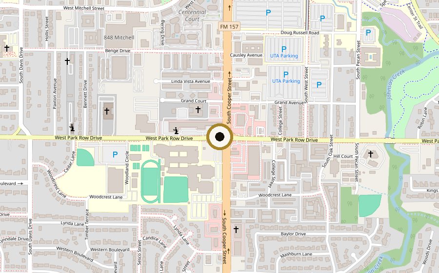 Map showing Classy Nails at West Park Row Drive and South Cooper Street, Arlington