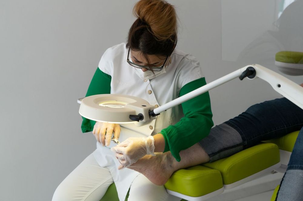 Pedicure service in progress